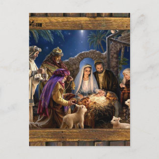 NATIVITY OF JESUSCHRIST  WOOD FRAME 03CUSTOMIZABL POSTCARD
