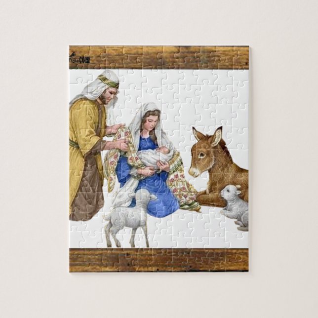 NATIVITY OF JESUSCHRIST  WOOD FRAME 18 CUSTOMIZABL JIGSAW PUZZLE (Vertical)