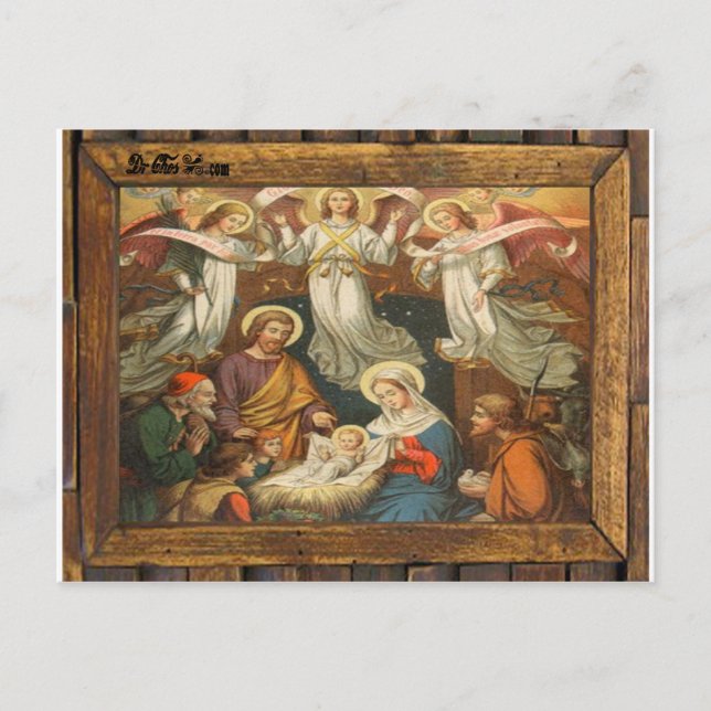 NATIVITY OF JESUSCHRIST  WOOD FRAME 20 CUSTOMIZABL POSTCARD (Front)