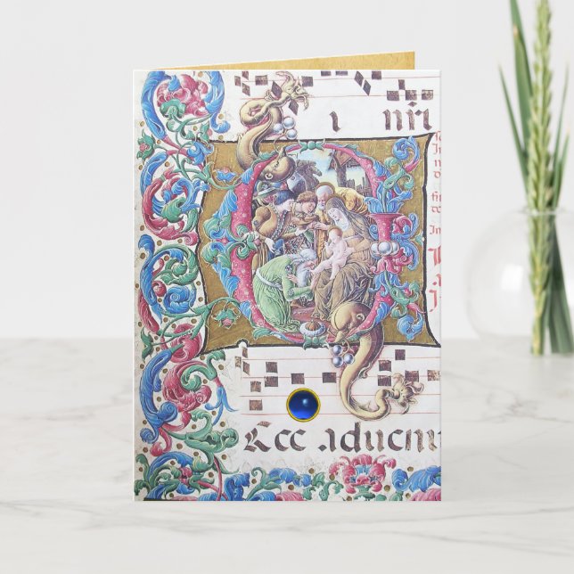 NATIVITY Old Irish Christmas Blessing Parchment Holiday Card (Front)