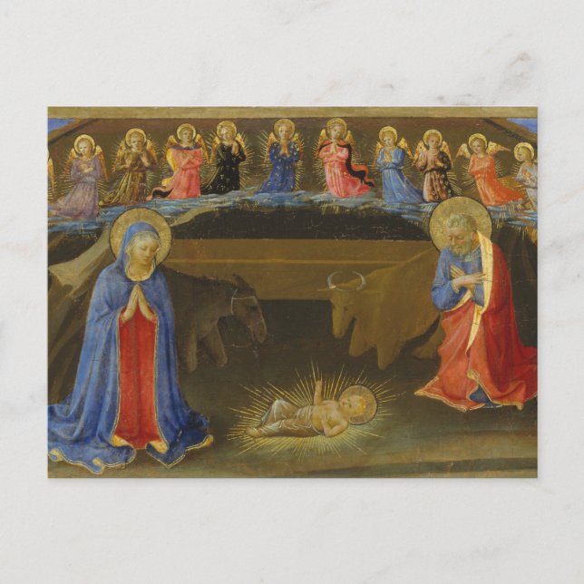 Nativity Old Painting Angels Mary Jesus Christmas Holiday Postcard (Front)