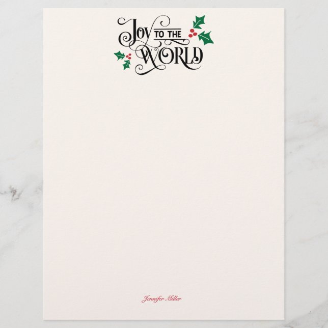 Nativity on back Joy To The World w Signature Custom Letterhead (Front)