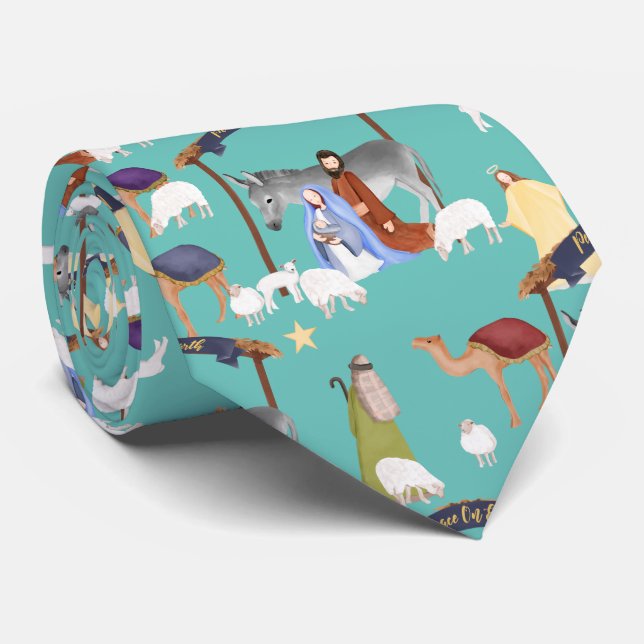 Nativity on Blue Tie (Rolled)
