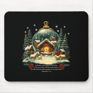 Nativity Ornament Christmas Scene Matthew 1_21 Mouse Pad