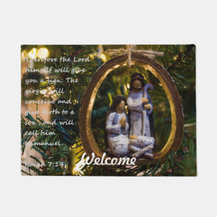 Nativity Ornament Isiah Seven Fourteen Doormat