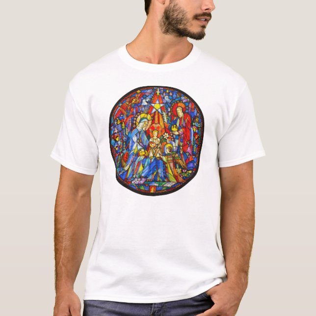Nativity Painted Stained Glass Style T-Shirt (Front)