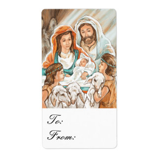 Nativity Painting with Shepherd Boys Gift Tags