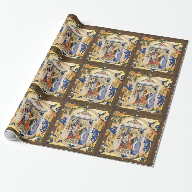 NATIVITY PARCHMENT WRAPPING PAPER (Unrolled)