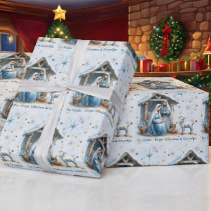 Nativity Personalize Name Baby Jesus Christmas Wrapping Paper