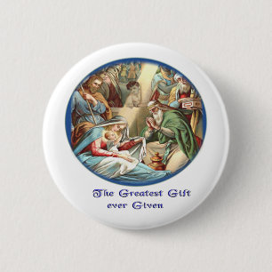 Nativity  scence 6 cm round badge