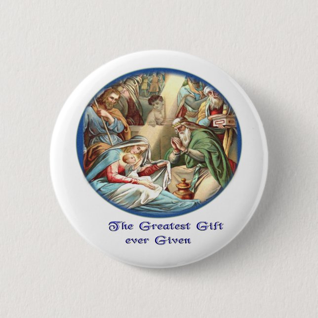 Nativity  scence 6 cm round badge (Front)