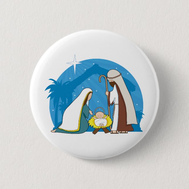 Nativity Scene 6 Cm Round Badge (Front)