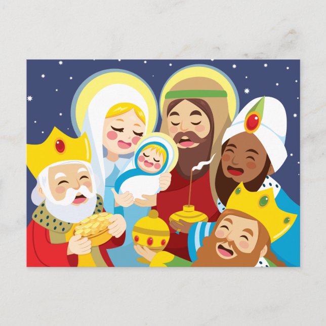 Nativity Scene Baby Jesus Birth Holiday Postcard (Front)