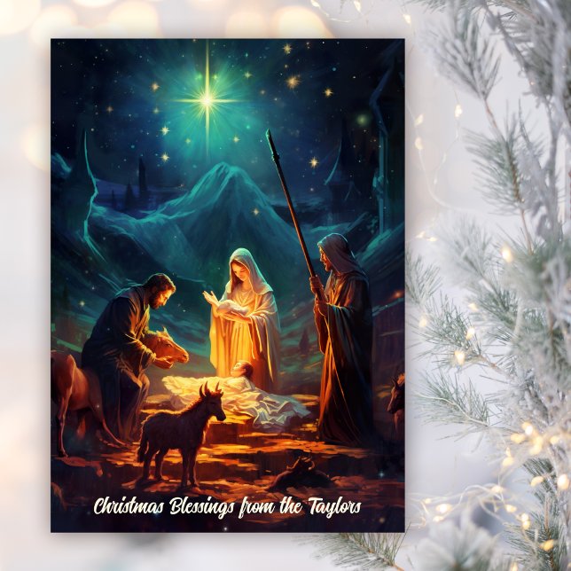Nativity Scene Baby Jesus Christian Christmas Holiday Card (Creator Uploaded)