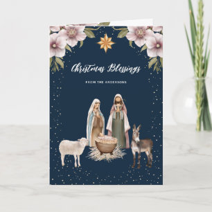 Nativity Scene Baby Jesus Christian Christmas Holiday Card