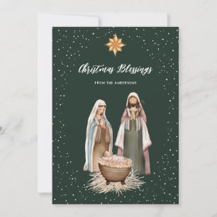 Nativity Scene Baby Jesus Religious Christian Holiday Card