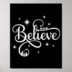 Nativity Scene Believe Christian Family Merry Chri Poster