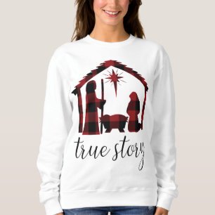 Nativity Scene Buffalo Plaid True Story Gift Shirt