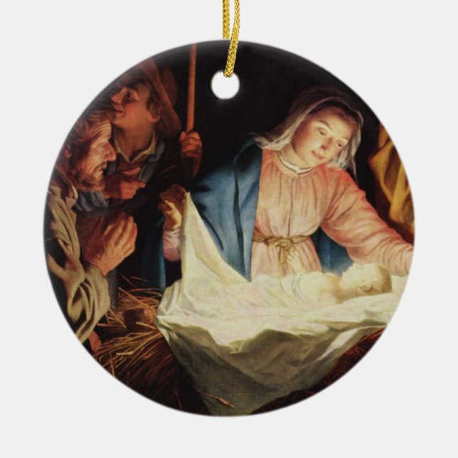 Nativity Scene Ceramic Tree Decoration (Front)