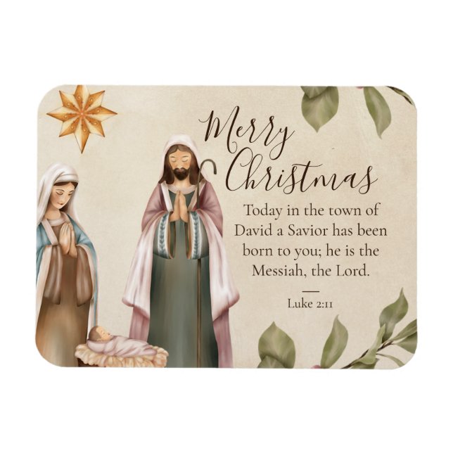 Nativity Scene Christmas Bible Quote Magnet (Horizontal)