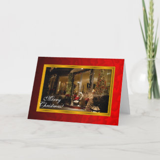 Nativity Scene Christmas Card on Red