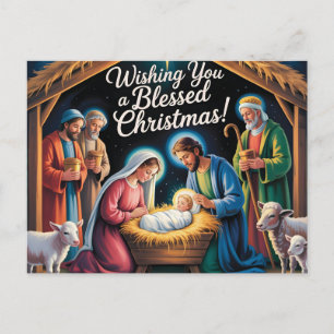Nativity Scene Christmas Greeting Holiday Postcard