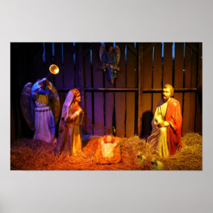 Nativity Scene Christmas Holiday Display Poster