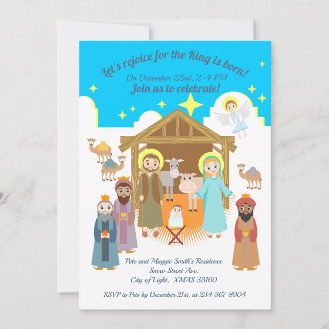 Nativity Scene Christmas Party Invitation (Front)
