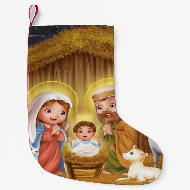 Nativity Scene Christmas Stocking (Front)