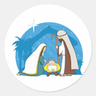 Nativity Scene Classic Round Sticker