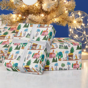 Nativity Scene Ecru Hand drawn Christmas Wrapping Paper