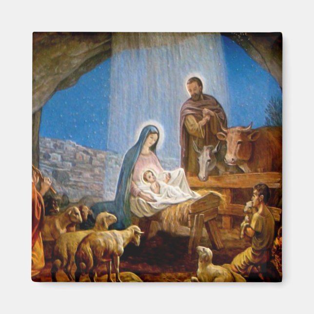 Nativity Scene Gifts for Christmas Magnet (Front)