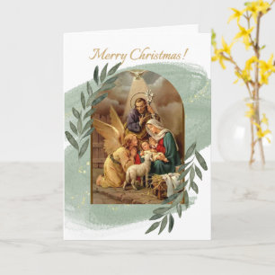 Nativity Scene Green Chrirstmas Card