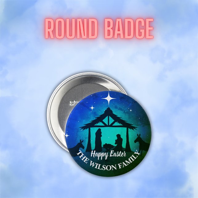 Nativity Scene - Happy Easter | 7.5 Cm Round Badge (Creator Uploaded)