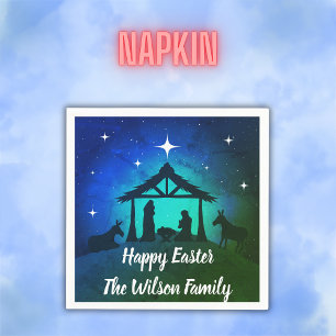 Nativity Scene - Happy Easter Napkin