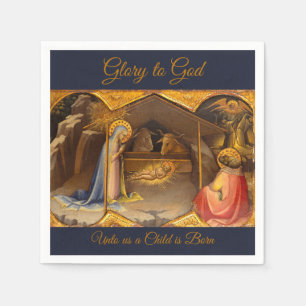 Nativity Scene in Gold Glory to God Napkin