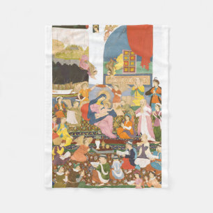 Nativity scene in indian style fleece blanket