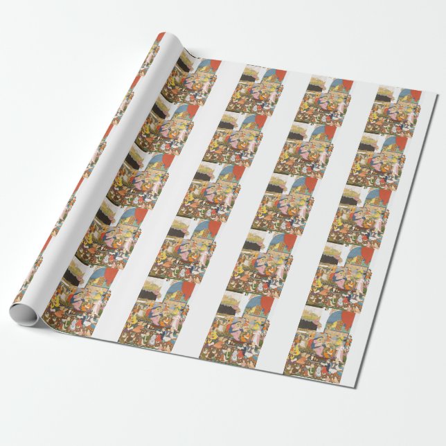 Nativity scene in indian style wrapping paper (Unrolled)