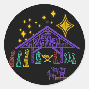Nativity Scene - Isaiah 9:6-7 Christmas Classic Round Sticker