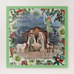 Nativity Scene, Joy to the World, Jigsaw Puzzle<br><div class="desc">Nativity Scene,  Joy to the World,  beautiful Christmas illustration.</div>
