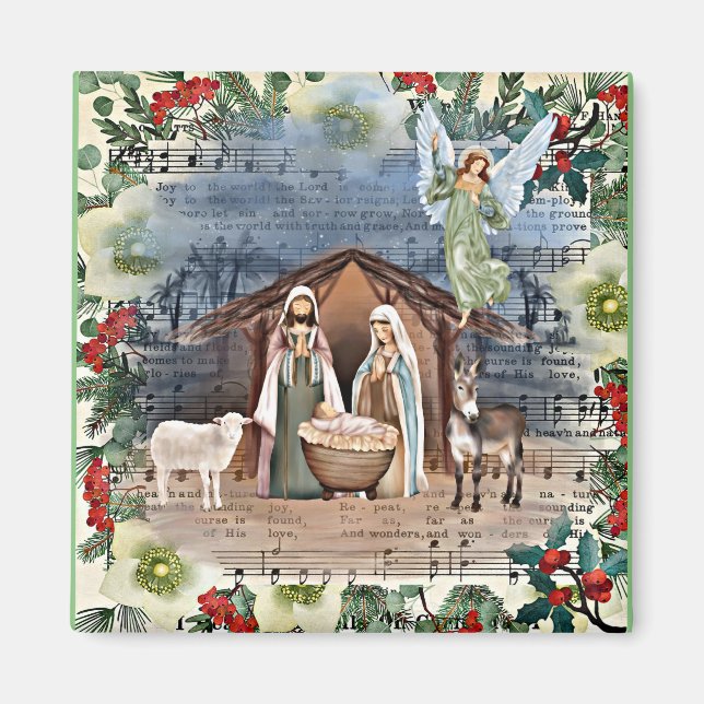 Nativity Scene, Joy to the World, Magnet (Front)