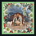 Nativity Scene, Joy to the World, Poster<br><div class="desc">Nativity Scene,  Joy to the World,  beautiful Christmas illustration.</div>