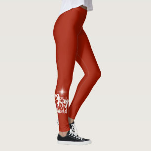 Nativity Scene Joy to the World Red & White Leggings