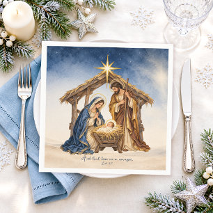Nativity Scene Luke 2:7 Christmas Napkin
