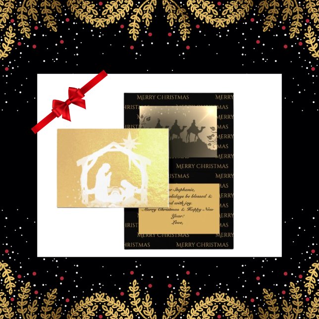 Nativity Scene Luxury Gold Christmas Foil Card (Creator Uploaded)