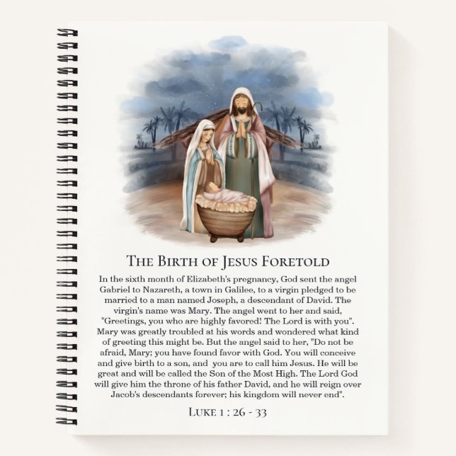 Nativity Scene - Mary, Joseph & Newborn Baby Jesus Notebook (Front)