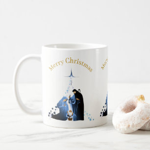Nativity Scene Merry Christmas greetings Coffee Mug