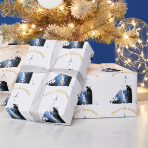 Nativity Scene Merry Christmas greetings Wrapping Paper