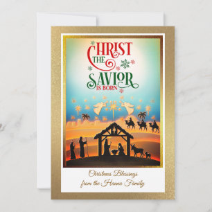 Nativity Scene "Merry Christmas & Happy New Year" Holiday Card