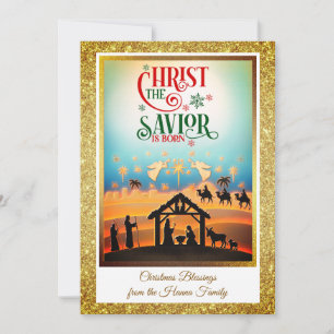 Nativity Scene "Merry Christmas & Happy New Year" Holiday Card